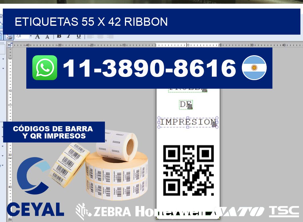 etiquetas 55 x 42 ribbon