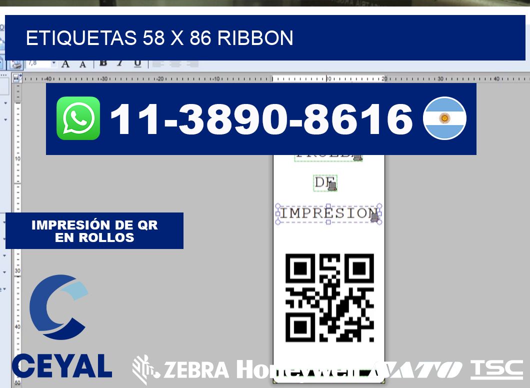 etiquetas 58 x 86 ribbon