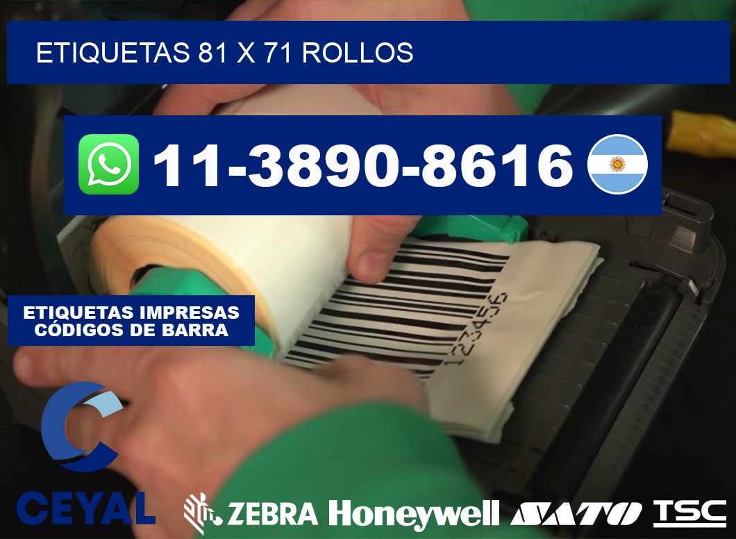 etiquetas 81 x 71 rollos