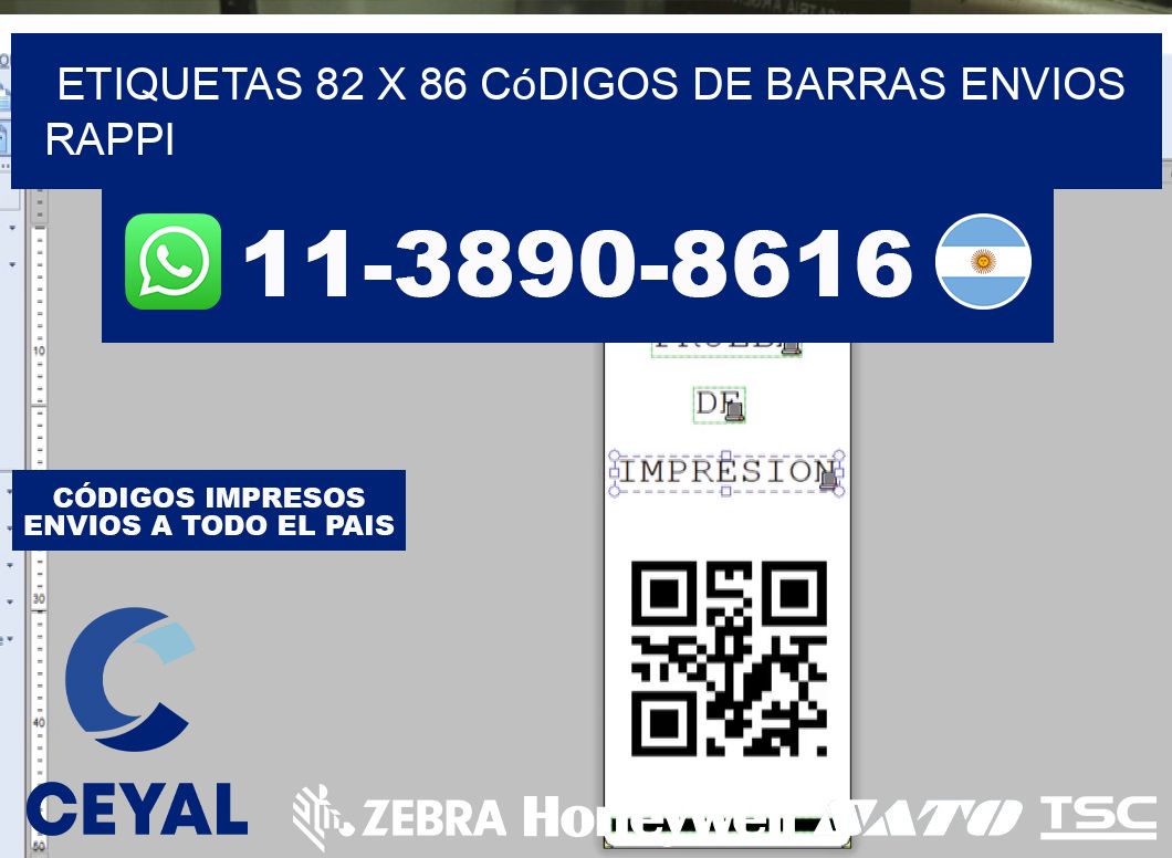 etiquetas 82 x 86 códigos de barras envios rappi