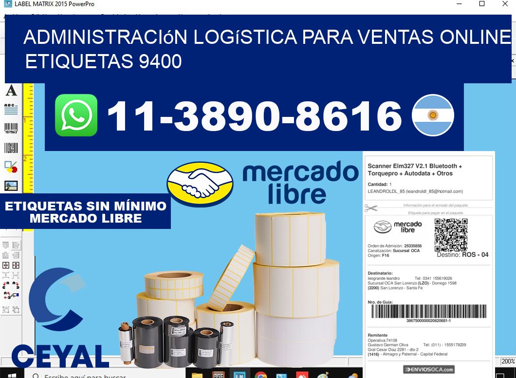 Administración logística para ventas online  etiquetas 9400