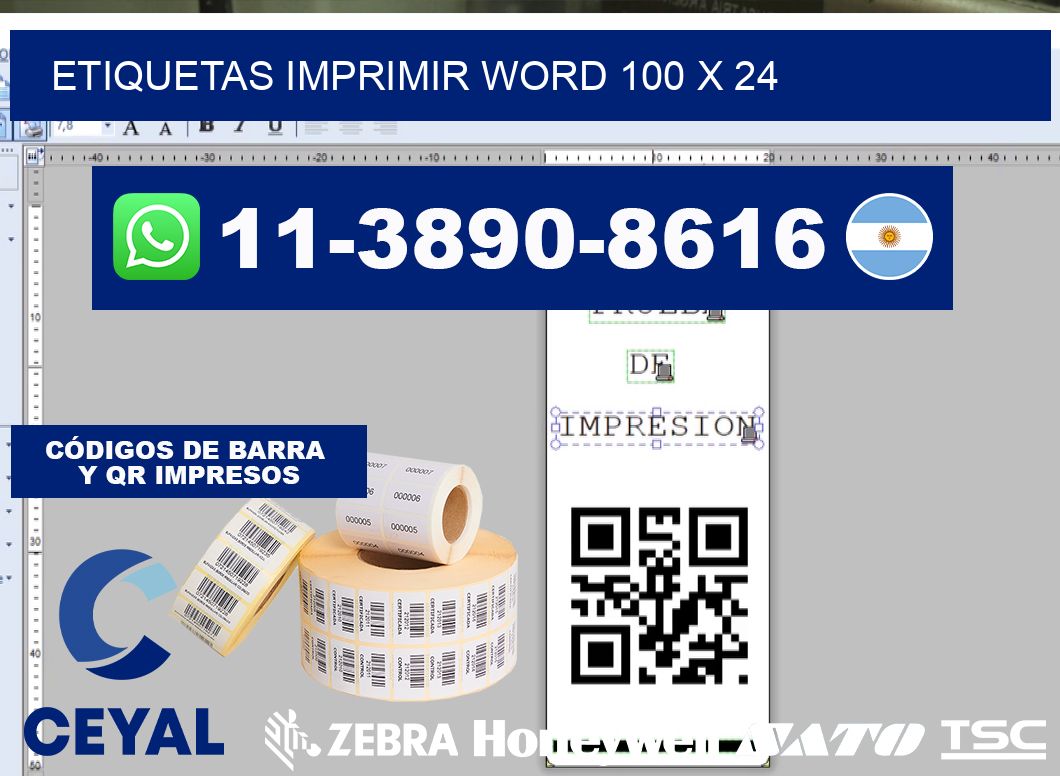 Etiquetas imprimir Word 100 x 24