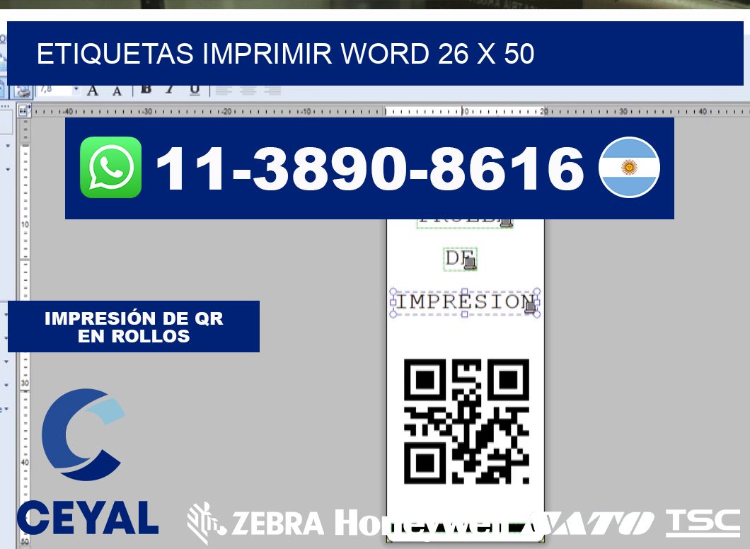 Etiquetas imprimir Word 26 x 50