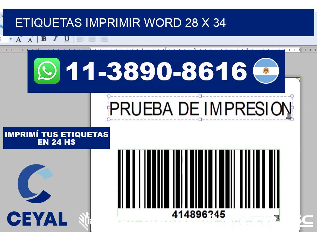 Etiquetas imprimir Word 28 x 34