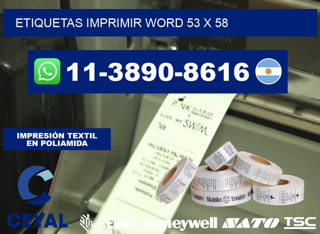 Etiquetas imprimir Word 53 x 58