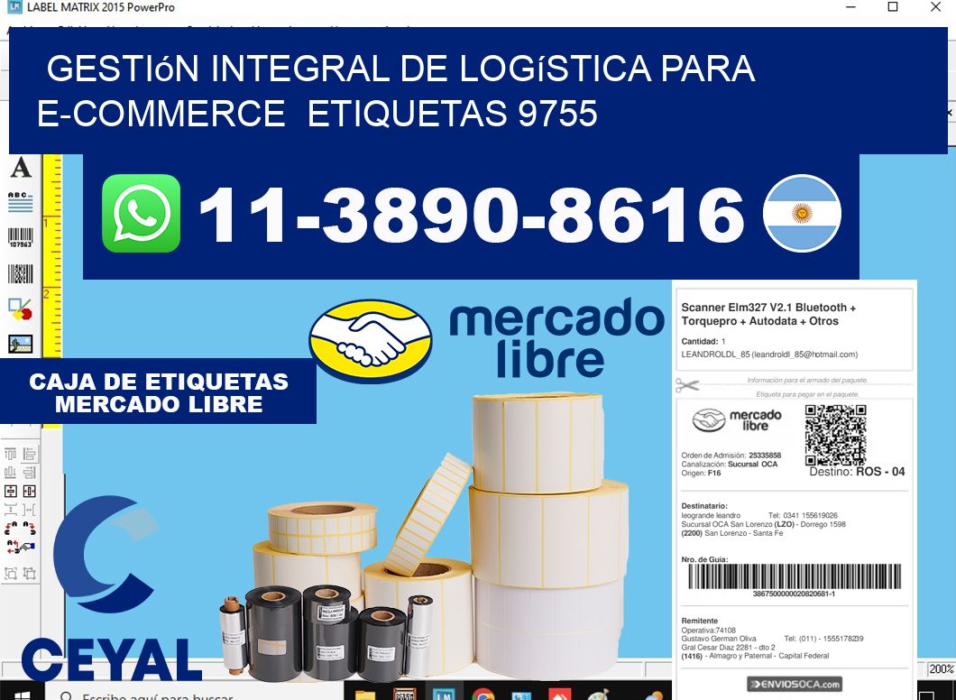 Gestión integral de logística para e-commerce etiquetas 9755