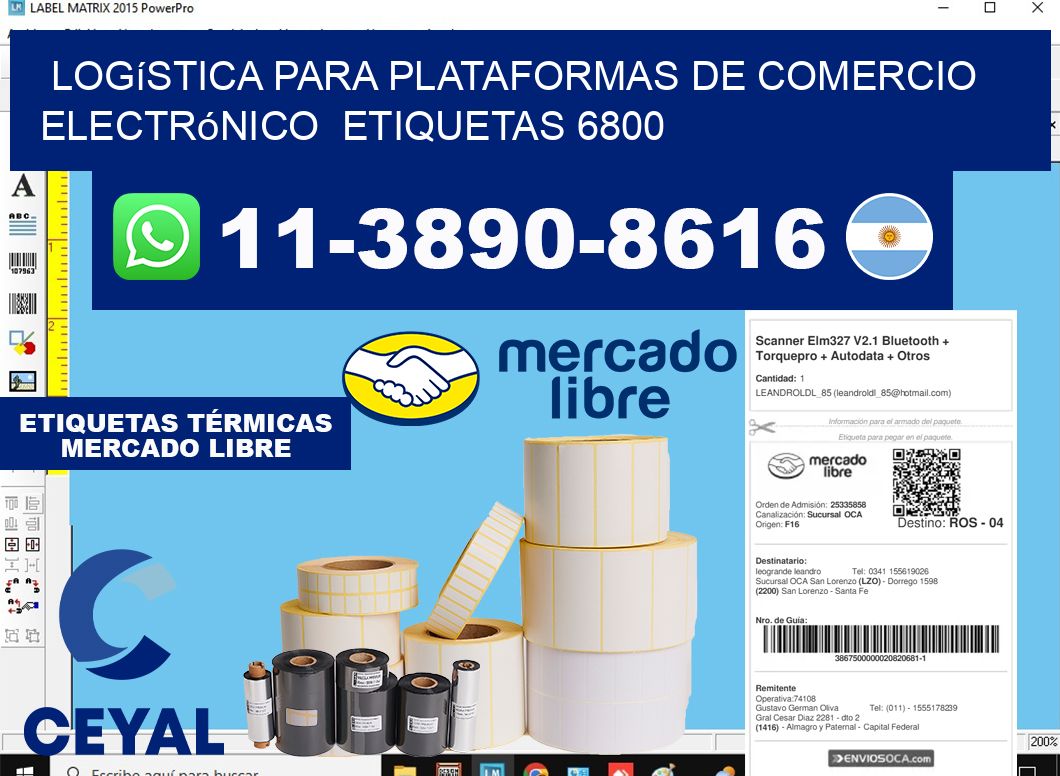 Logística para plataformas de comercio electrónico  etiquetas 6800