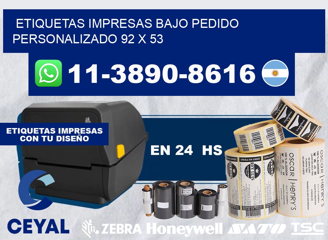 etiquetas impresas bajo pedido personalizado 92 x 53