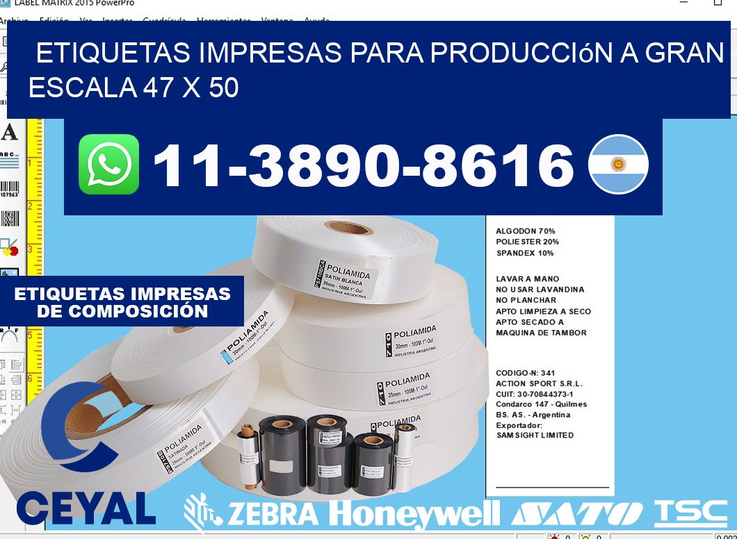 etiquetas impresas para producción a gran escala 47 x 50