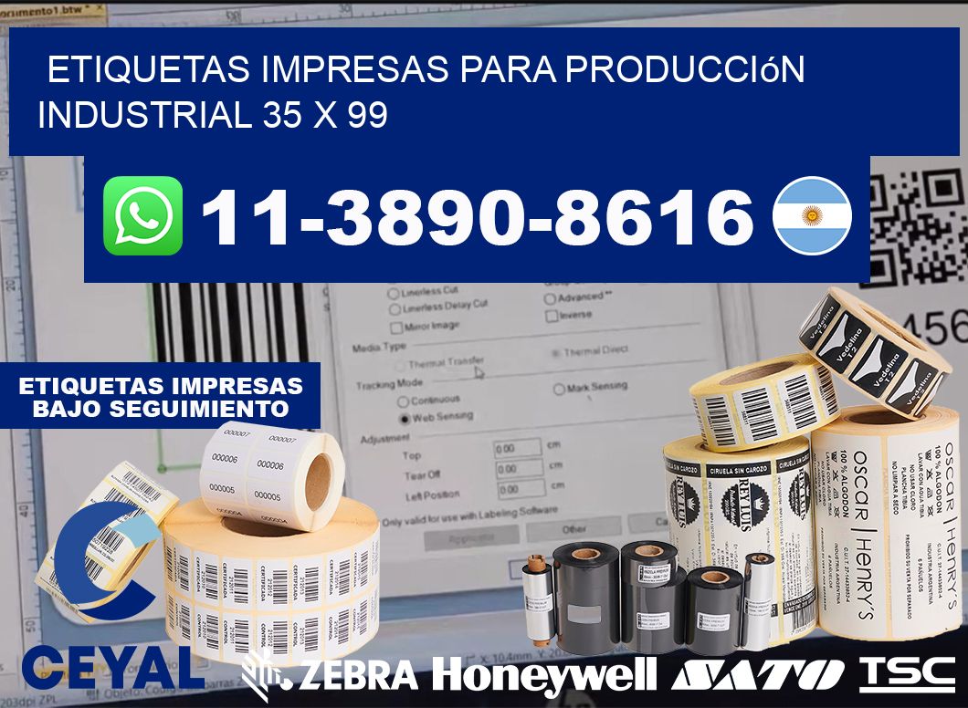 etiquetas impresas para producción industrial 35 x 99