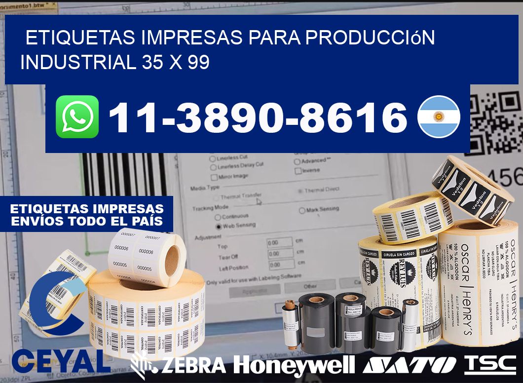 etiquetas impresas para producción industrial 35 x 99