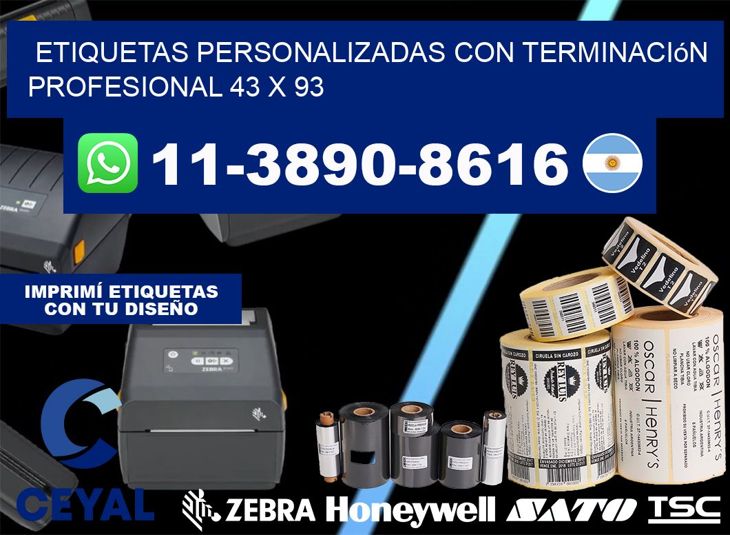 etiquetas personalizadas con terminación profesional 43 x 93