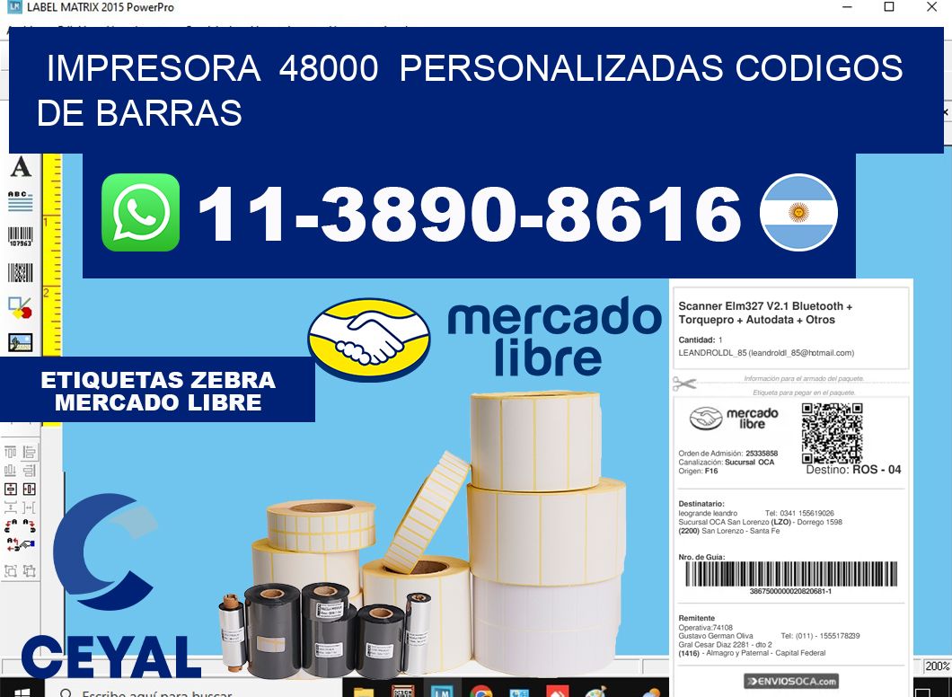 impresora 48000 personalizadas codigos de barras