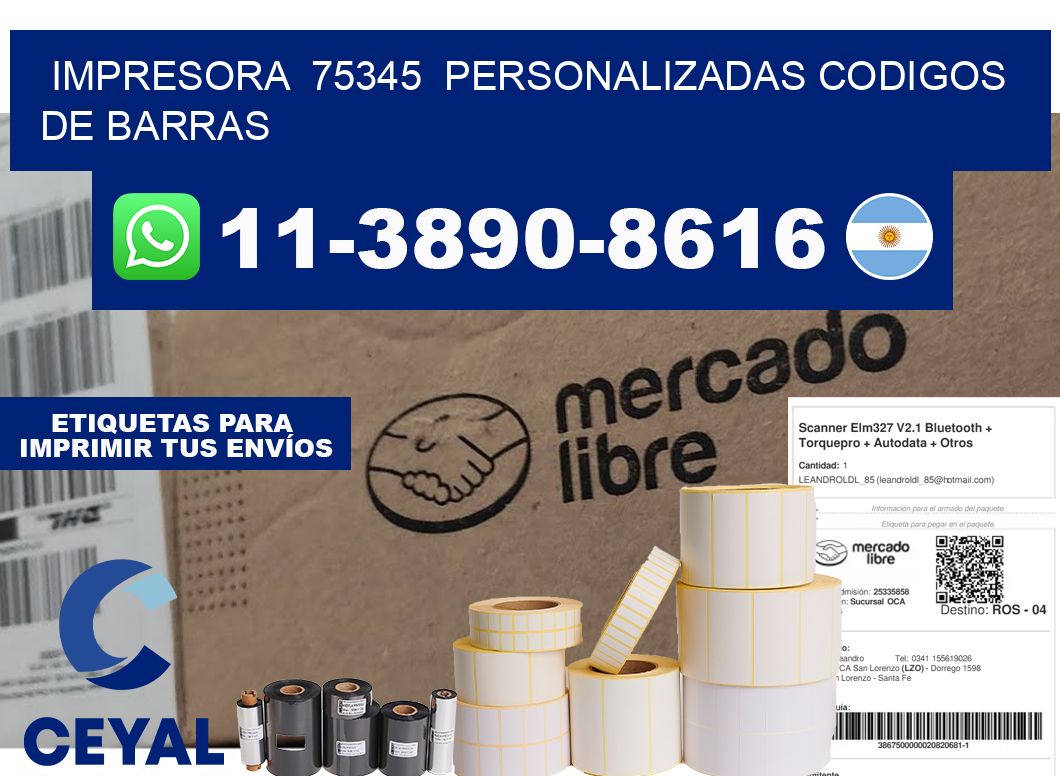 impresora  75345  personalizadas codigos de barras