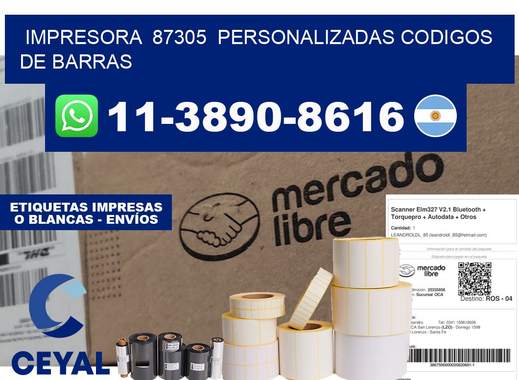 impresora  87305  personalizadas codigos de barras