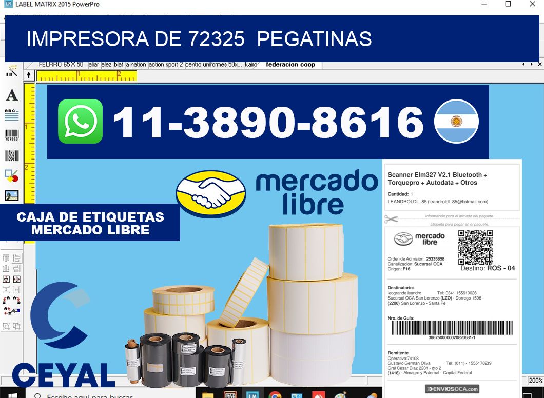 impresora de 72325 pegatinas