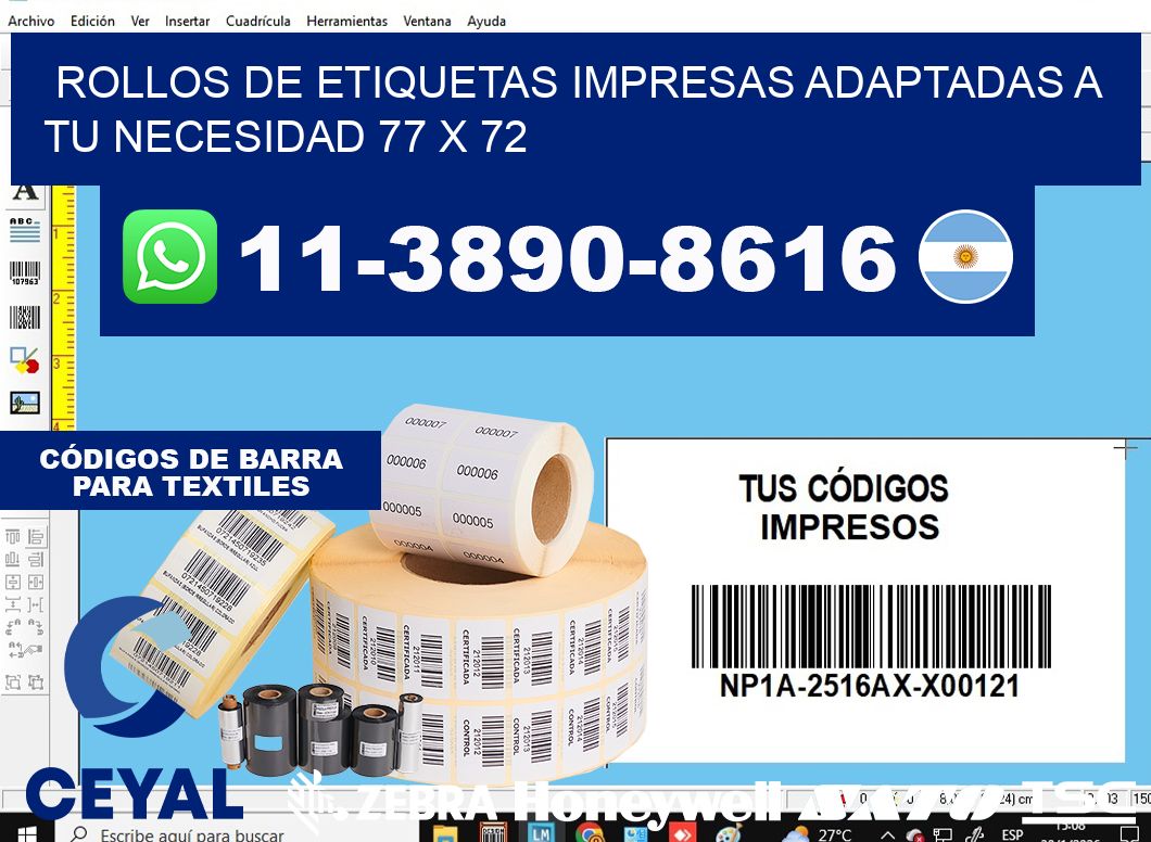 rollos de etiquetas impresas adaptadas a tu necesidad 77 x 72