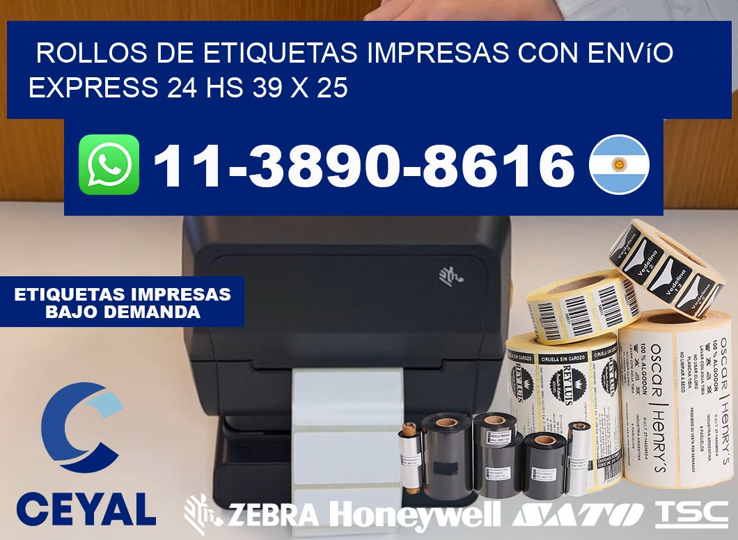 rollos de etiquetas impresas con envío express 24 hs 39 x 25