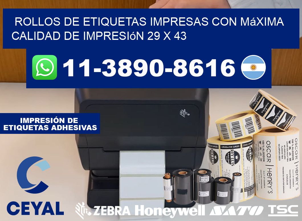 rollos de etiquetas impresas con máxima calidad de impresión 29 x 43