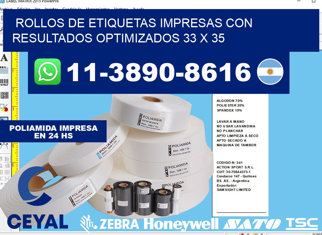 rollos de etiquetas impresas con resultados optimizados 33 x 35