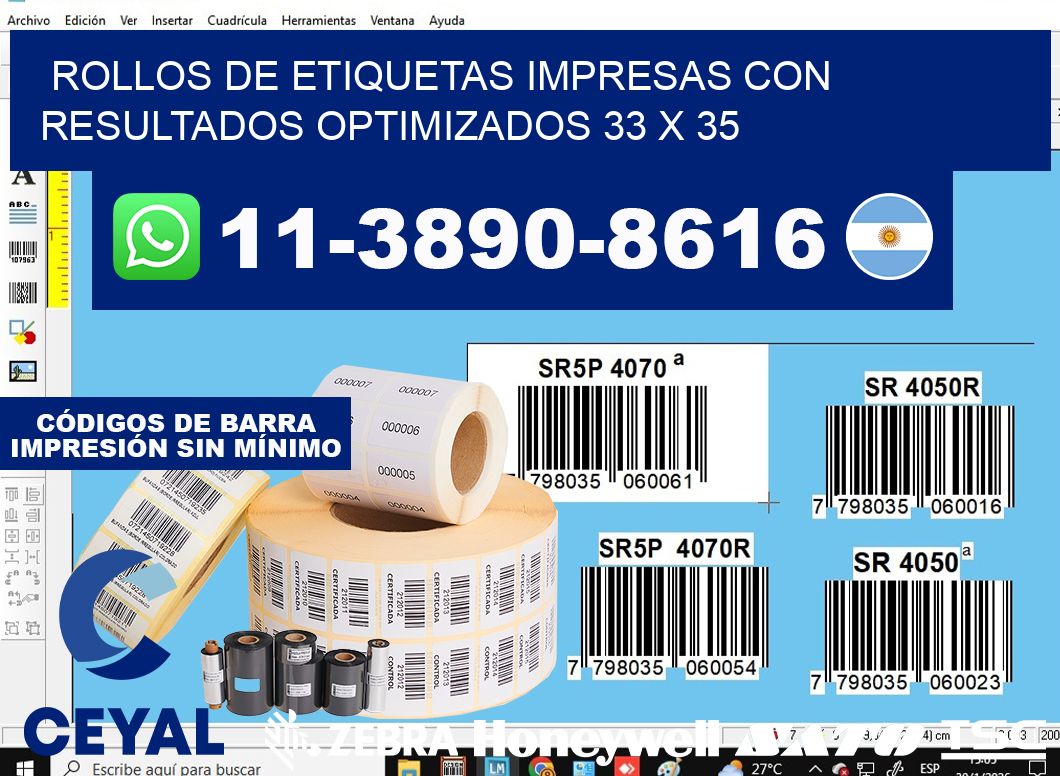 rollos de etiquetas impresas con resultados optimizados 33 x 35