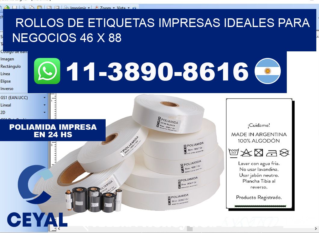 rollos de etiquetas impresas ideales para negocios 46 x 88