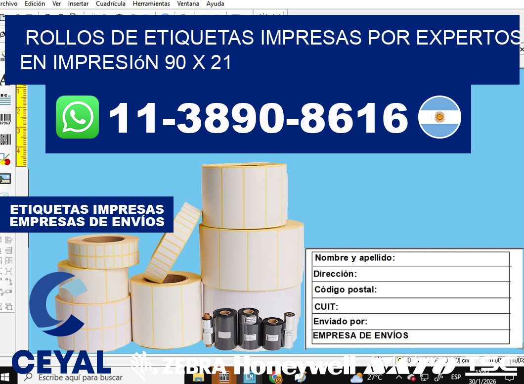 rollos de etiquetas impresas por expertos en impresión 90 x 21