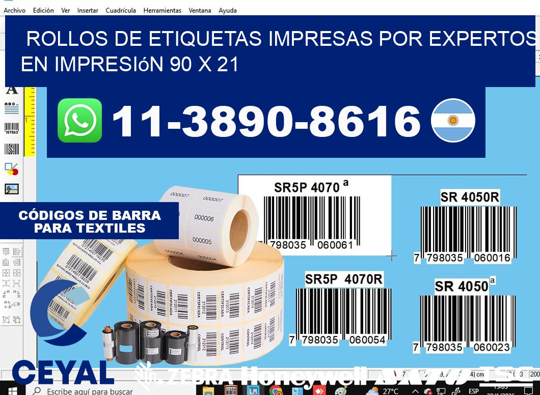 rollos de etiquetas impresas por expertos en impresión 90 x 21