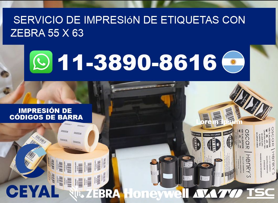 servicio de impresión de etiquetas con Zebra 55 x 63