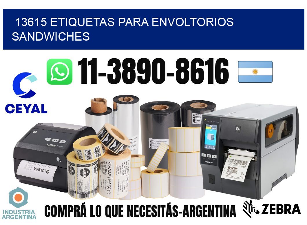 13615 etiquetas para envoltorios sandwiches