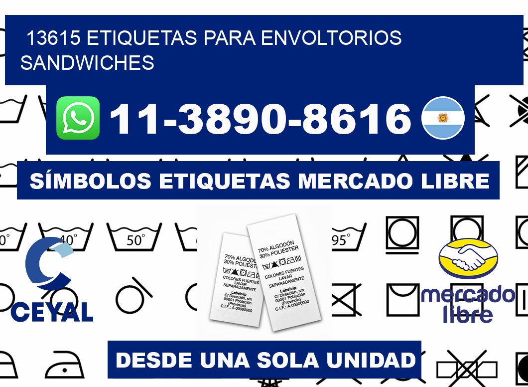 13615 etiquetas para envoltorios sandwiches