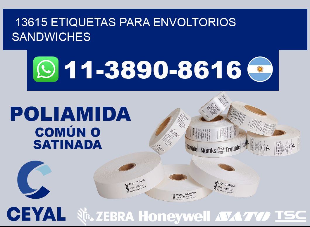 13615 etiquetas para envoltorios sandwiches