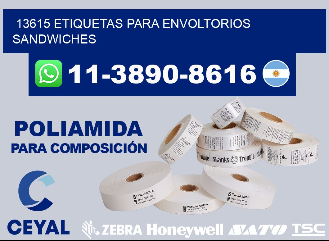 13615 etiquetas para envoltorios sandwiches