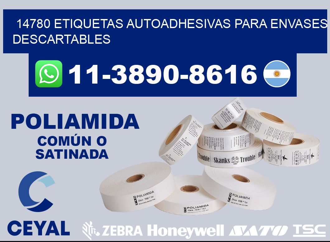 14780 etiquetas autoadhesivas para envases descartables