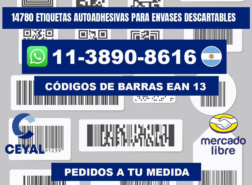 14780 etiquetas autoadhesivas para envases descartables