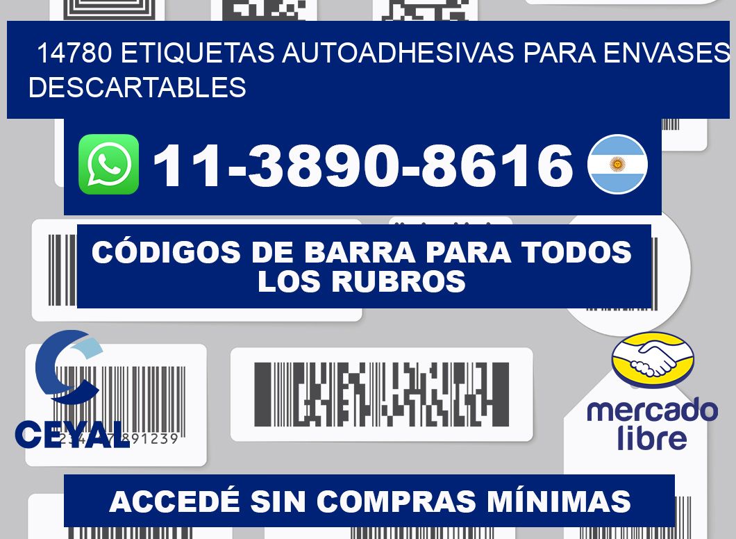 14780 etiquetas autoadhesivas para envases descartables