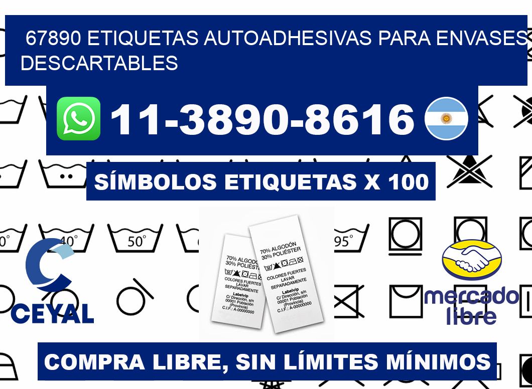 67890 etiquetas autoadhesivas para envases descartables