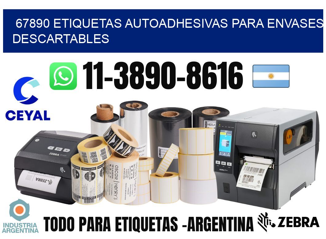 67890 etiquetas autoadhesivas para envases descartables