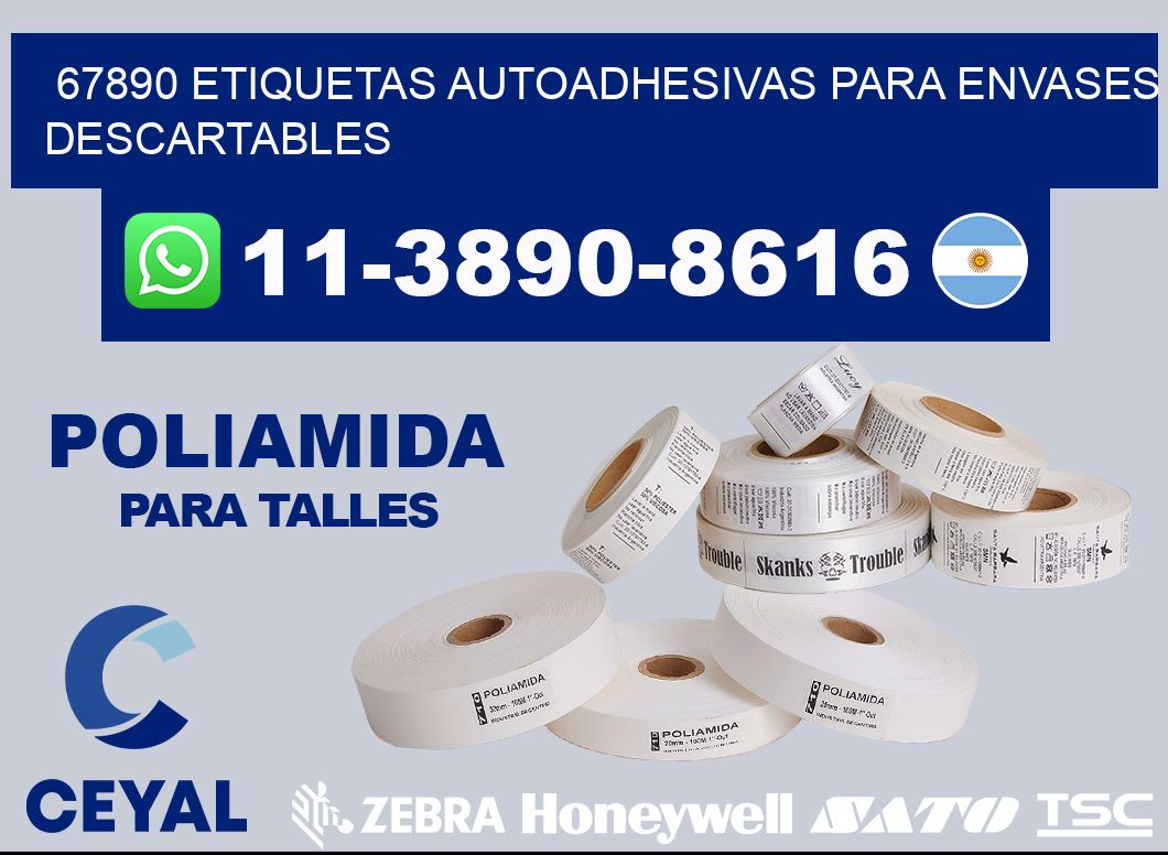 67890 etiquetas autoadhesivas para envases descartables