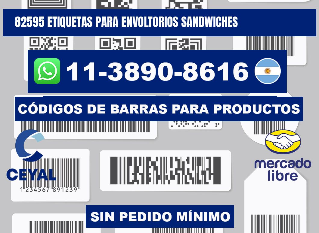 82595 etiquetas para envoltorios sandwiches