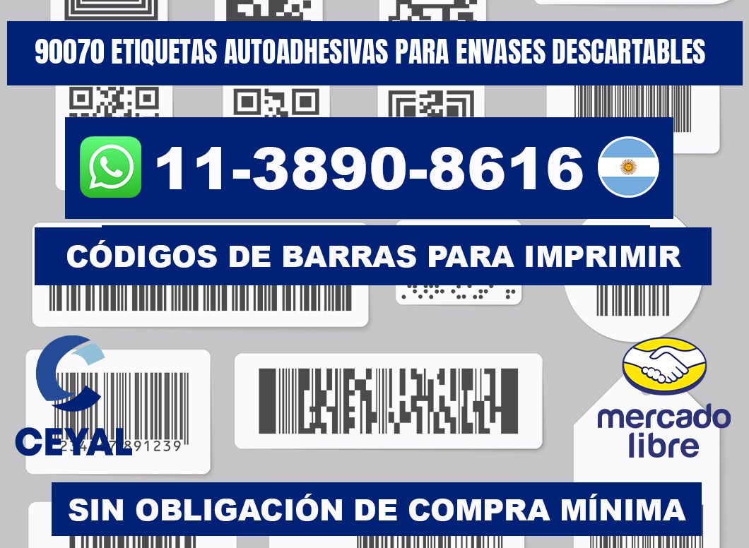 90070 etiquetas autoadhesivas para envases descartables