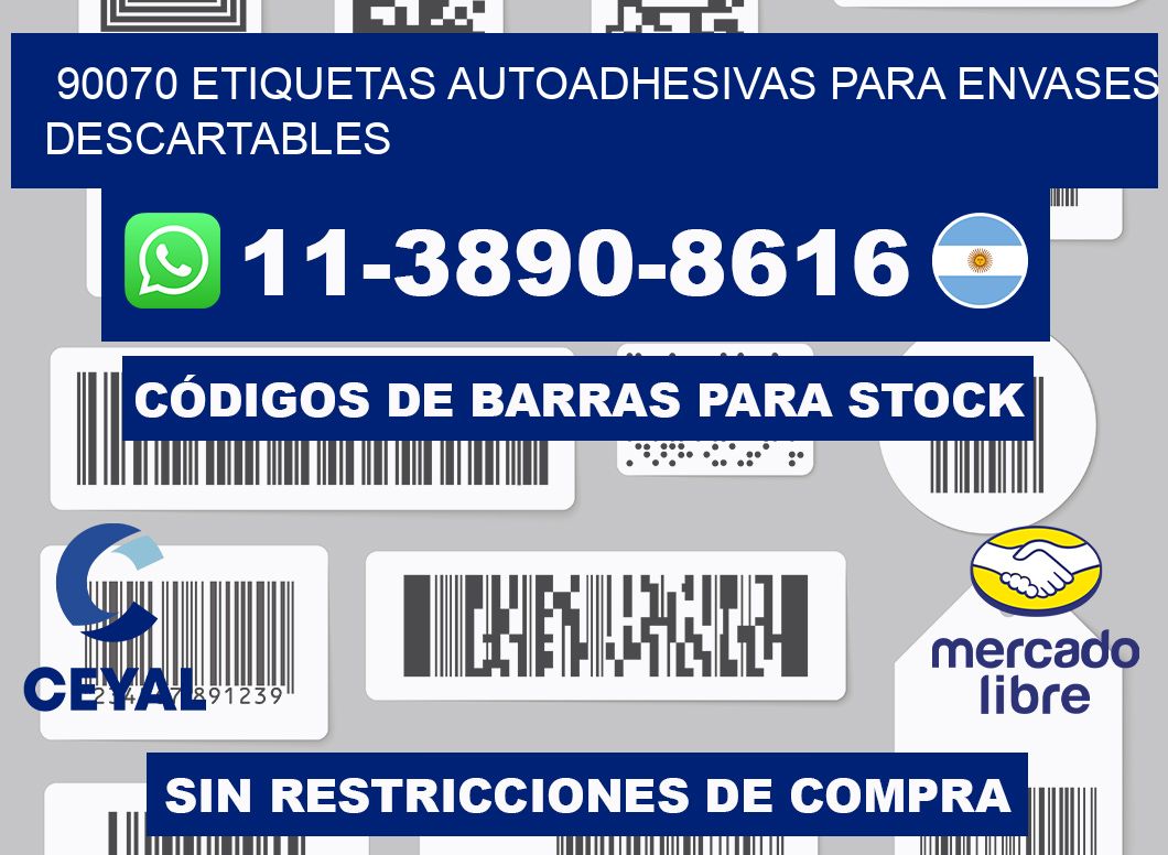 90070 etiquetas autoadhesivas para envases descartables