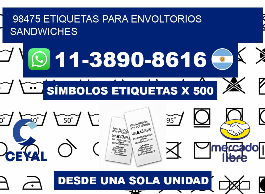 98475 etiquetas para envoltorios sandwiches