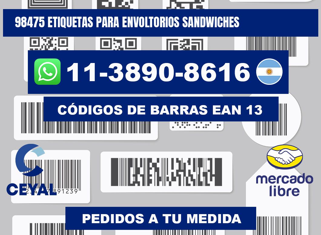 98475 etiquetas para envoltorios sandwiches