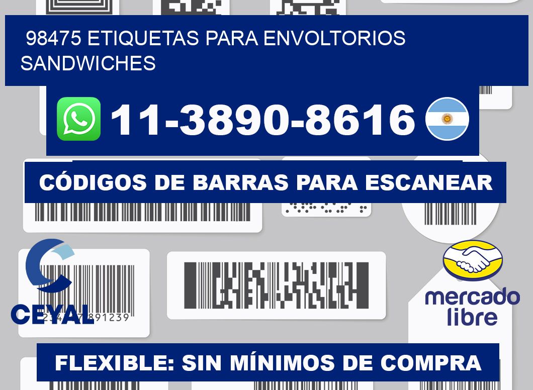 98475 etiquetas para envoltorios sandwiches