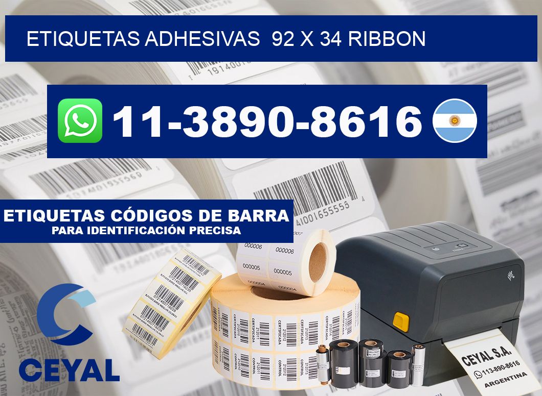 Etiquetas adhesivas  92 x 34 ribbon