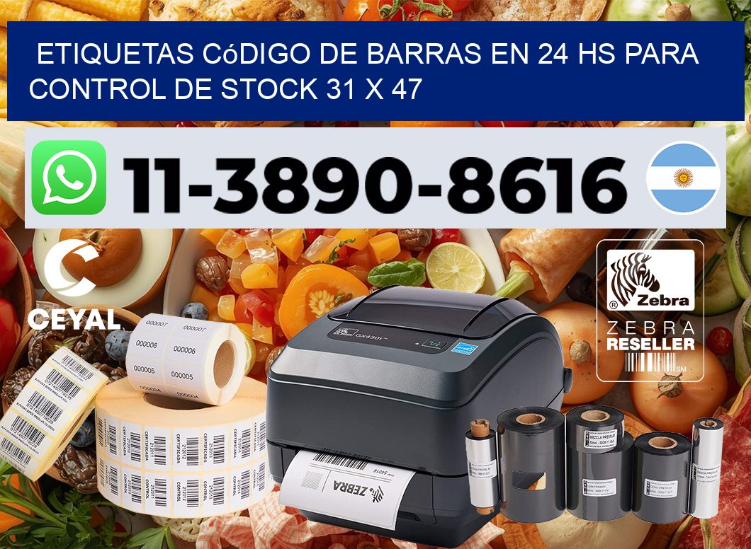 Etiquetas código de barras en 24 hs para control de stock 31 x 47