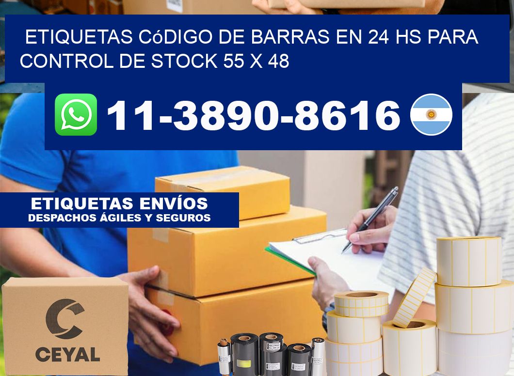 Etiquetas código de barras en 24 hs para control de stock 55 x 48