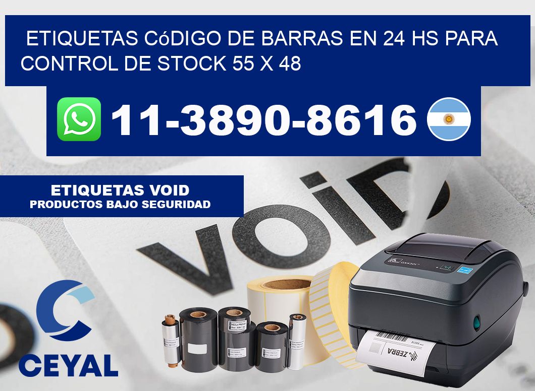 Etiquetas código de barras en 24 hs para control de stock 55 x 48