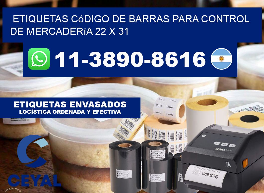 Etiquetas código de barras para control de mercadería 22 x 31